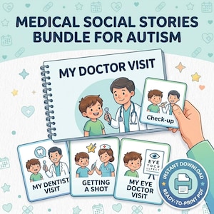 Medical Social Stories Bundle for Autism – Doctor, Dentist, Haircut & Vaccines – Visual Schedules Printable – Special Needs Routine