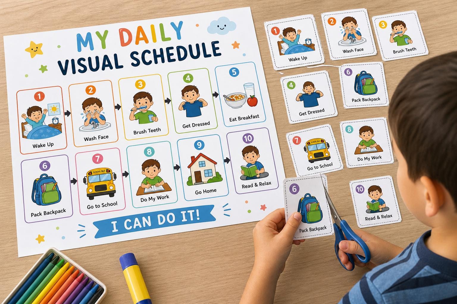 Visual Schedule for Autism – Daily Routine Chart – Autism Visual ...
