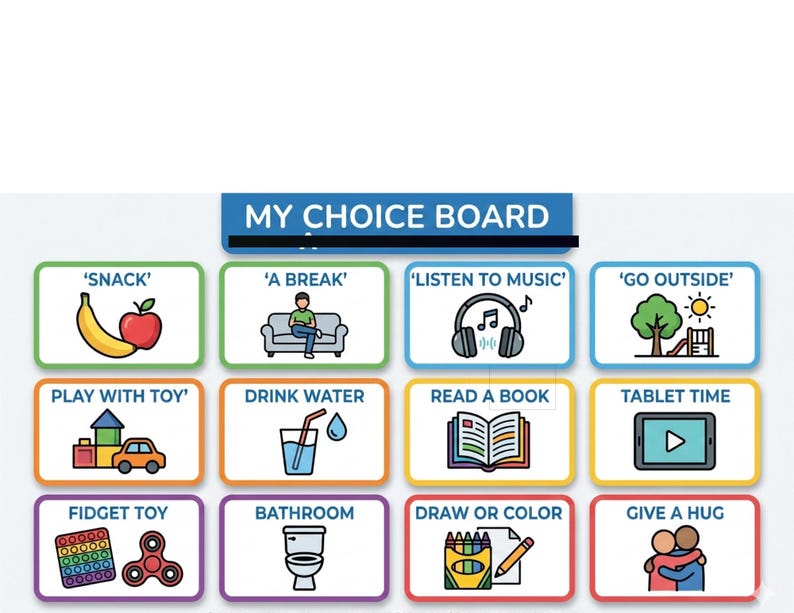 Visual Choice Card Autism Choice Board Printable | Visual Choice Board for Kids | AAC ...