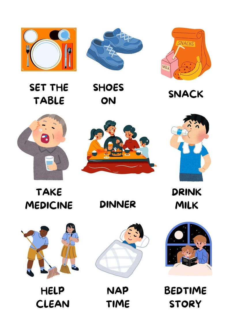 Daily Routine Chart for Kids With Autism, ADHD, Special Needs | Visual ...