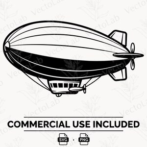 Blimp SVG Airship PNG Clipart Vector Dirigible Aviation Digital Download