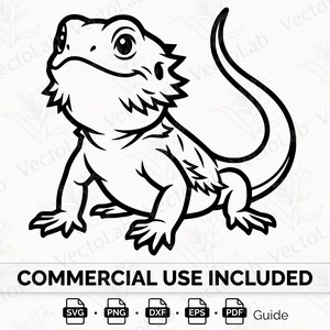 Skäggagam SVG ödla reptil vektor clipart digital nedladdning PNG DXF eps konstverk