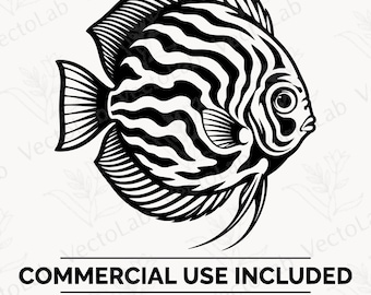 Peixe Disco SVG PNG Aquário Tropical Água Doce Animal Aquático Animal Vetor Clipart Silhueta