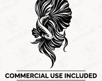 Peixe Betta SVG PNG Vetor Clipart Aquário Desenho Ornamental Tropical