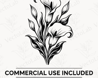 Desenho vetorial floral de copo-de-leite em SVG e PNG.