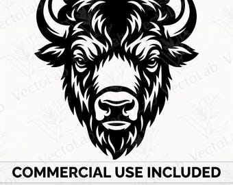 Bison Head SVG Buffalo Mascot Digital Download American Wildlife Shirt PNG DXF Eps Vector
