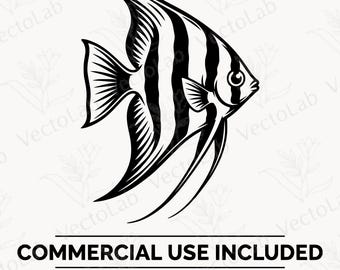 Peixe-anjo SVG PNG Vetor de peixe tropical Clipart Aquário Design aquático