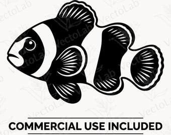 Peixe-palhaço SVG PNG Aquário Tropical Recifes de Peixes Clipart Vetor Silhueta