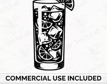Gin Tônica SVG Copo de Coquetel Vetorial PNG Clipart Download Digital Máquina Cricut