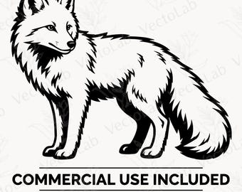 Raposa-do-ártico SVG PNG Vetor de vida selvagem Clipart Animal da neve Design de floresta