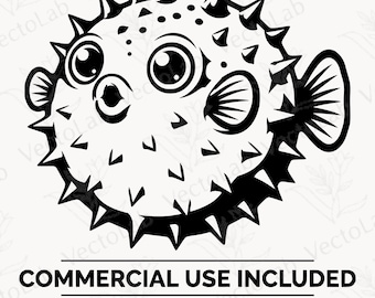 SVG PNG de baiacu, vetor de peixe-balão, clipart fofo de peixe do oceano.