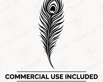 SVG de pena de pavão, clipart tribal boho, pássaro elegante PNG