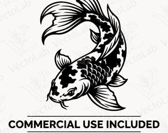SVG de carpa koi japonesa para aquário, clipart ornamental aquático PNG