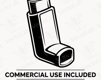 Inalador para asma SVG, clipart médico de conscientização sobre respiração, PNG respiratório