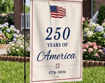 Bandiera da giardino patriottica America 250, 250° anniversario, decorazione da giardino USA, striscione per esterni del 4 luglio, insegna per la celebrazione dell'orgoglio americano