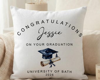 Custom Graduation Pillow Cover, Personalized Graduate Gift, Congrats Graduation Decor, College Graduation Keepsake, Dorm Room Accent