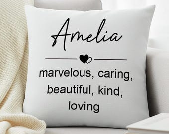 Personalized Couple Features Pillow, Custom Affirmation Throw Pillow Gift For Her, Meaningful Home Decor, Sweet Birthday Gift