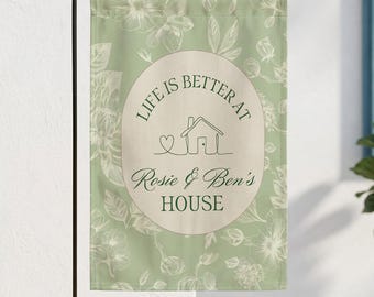 Personalized Garden Flag Housewarming Gift, Custom Family Name Yard Flag, Welcome Outdoor Decor For New Home