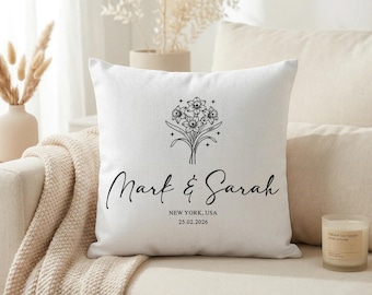Personalized Couple Wedding Pillowcase, Custom Name Throw Pillow Cover, Wedding Gift For Couple, Anniversary Home Decor