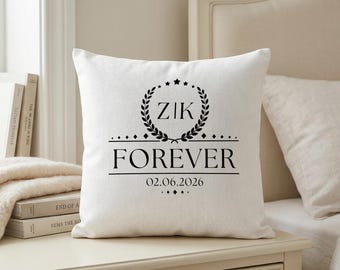 Personalized Pillowcase Couple Gift, Forever Monogram Throw Pillow Cover, Wedding Engagement Anniversary Decor