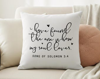 I Have Found the One Whom My Soul Loves - Song of Solomon Cotton Canvas Pillow Cover, Pillowcase, Cushion Cover and Decorative, Decor