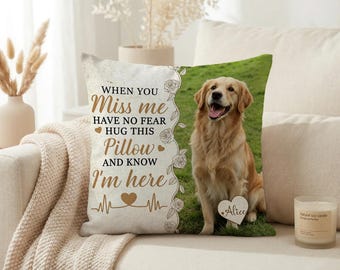 Personalized Dog Memorial Pillow Cover, Pet Loss Sympathy Gift, Custom Photo Remembrance Cushion Case For Dog Lover