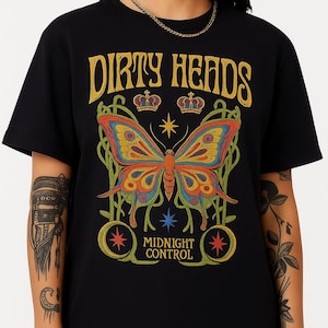 Dirty Heads Midnight Control T-Shirt: Psychedelic Butterfly Reggae Rock Tee
