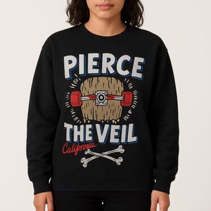 Pierce The Veil Sweatshirt California Skateboard Graphic Emo Band Crewneck Punk Rock Merch
