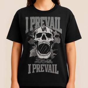 I Prevail True Power Skull T-Shirt Band Merch Graphic Tee Rock Metalcore Fan Shirt