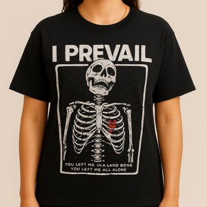 I Prevail Skeleton Lyric T-Shirt: Rock Metalcore Band Graphic Tee
