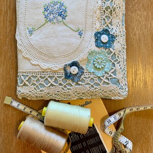 Handmade Fabric Vintage Inspired Needle Book with Doilies