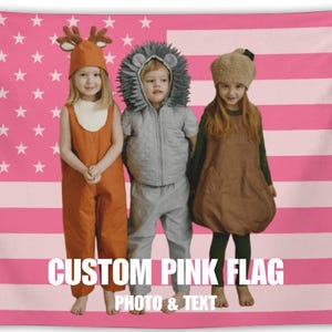 Custom Photo American Flag Tapestry, Personalized Pink USA Flag for Home Decor, Custom Flag with Image, Concert Banner, Travel Souvenir Gift