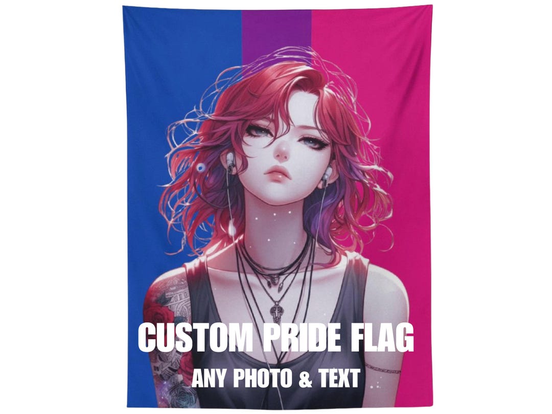 Custom Bisexual Pride Flag Tapestry: Personalized Your Picture on Flag ...