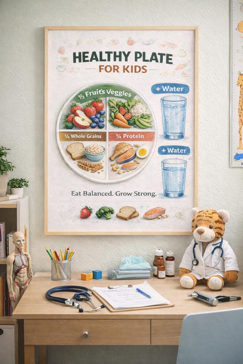 Kids Nutrition Poster – Healthy Plate Chart, Classroom Decor (digital ...