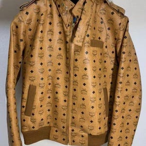 MCM Brown Leather Jacket Mens Mcm Motorcycle Leather Jacket MCM Moto Jacket Mens mcm Bomber Leather Jacket MCM Casual Leather Jacket Gift