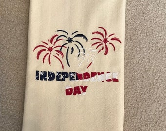 4th of July Embroidered Towel