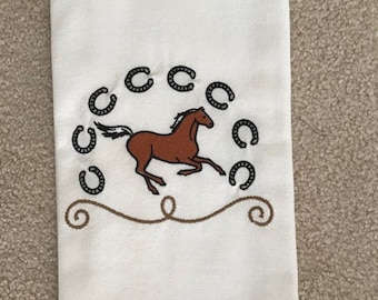 Horse and Horseshoe - Embroidered Towel