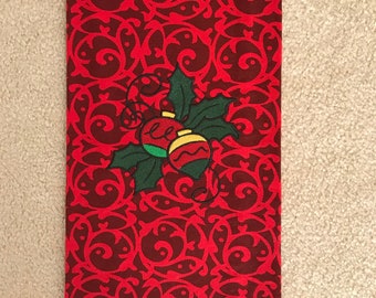 Joyful Holly Christmas Ornament Embroidered Towel