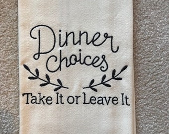 Embroidered Towel - Dinner Choices