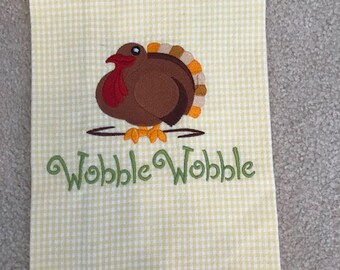 Turkey Wobble Wobble Embroidered Towel