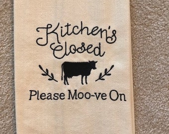 Embroidered Towel - Kitchen Closed