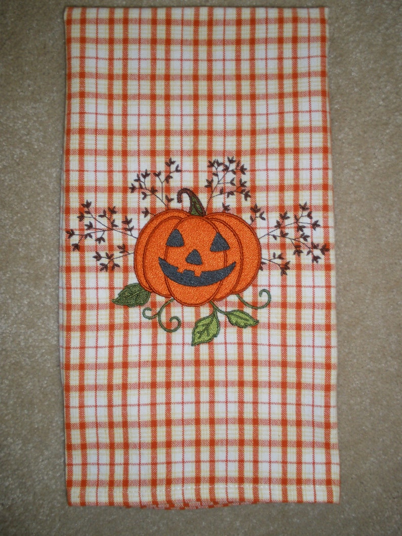 Halloween Jolly Jack-O-Lantern Embroidered Towel image 1