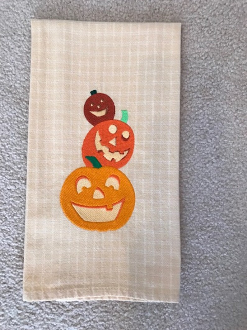 Halloween Pumpkin Embroidered Towel image 1