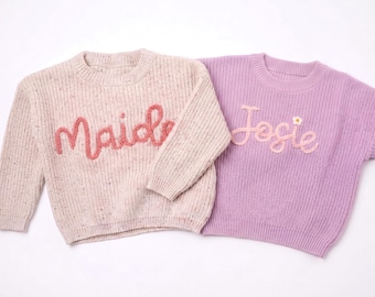 Personalized Baby Name Sweater | Embroidered Kids Jumper | Custom Newborn Birthday Gift for Boys & Girls