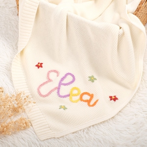 Hand-Embroidered Baby Name Blanket | Personalized and Cozy, Nursery Must-Have