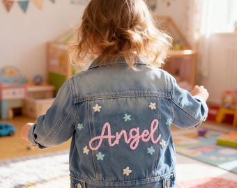 Personalized Embroidered Denim Jacket – Handmade Toddler Coat