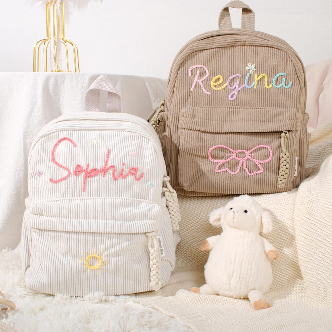 Personalized Toddler Backpack: Custom Embroidered Corduroy Bag - Etsy