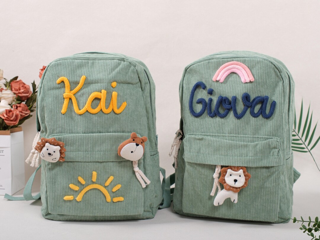 Custom Corduroy Backpack – Personalized Name Bag for Toddlers, Durable ...