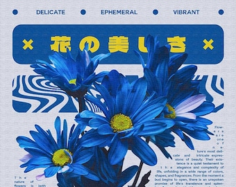 Blue flower poster - A3 size