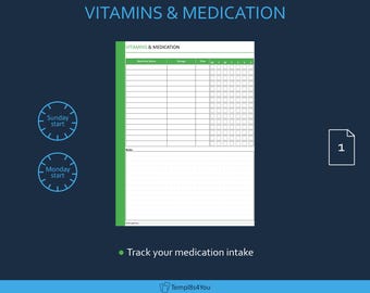 Vitamins & Medication template for reMarkable Paper Pro tablet